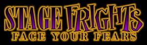 stage frights foam latex prosthetics brand logo stage frights foam latex prosthetics brand logo - black background, yellow and purple text: STAGE FRIGHTS Face Your Fears